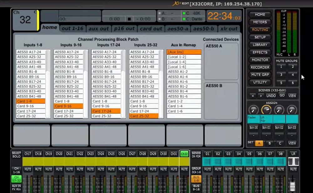 Installiert und aktiv: DANTE-Karte auf dem Display ... / © Edward Carlson, Behringer