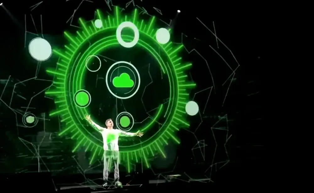 Produktpräsentationen: Das Hologramm ist beweglich und wird vom Speaker gesteuert (Screenshot). / ©  Marketing4D