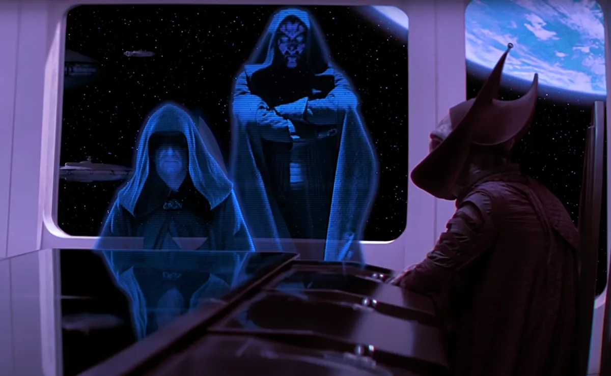 Holografische Figuren in der 'ersten' Trilogie von Star Wars (Screenshot) / © Telcom Transmissions