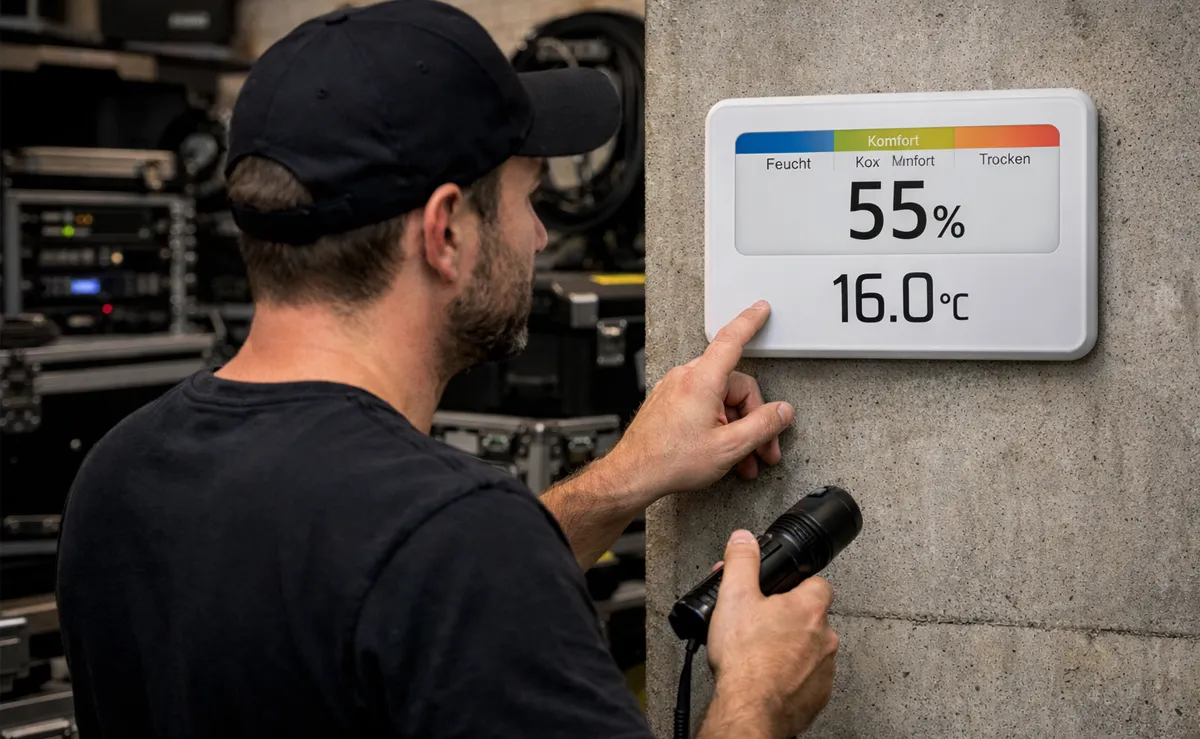 Überwachung der Akklimatisierung mit Hilfe eines im Lager fest installierten Hygrometers © KI-generiert, Engelmann Promotion