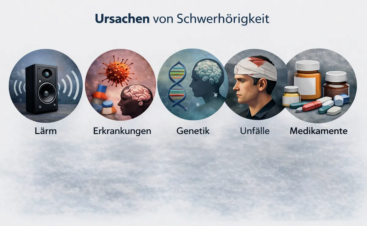 Ursachen von Schwerhörigkeit © Engelmann Promotion, KI-generiert