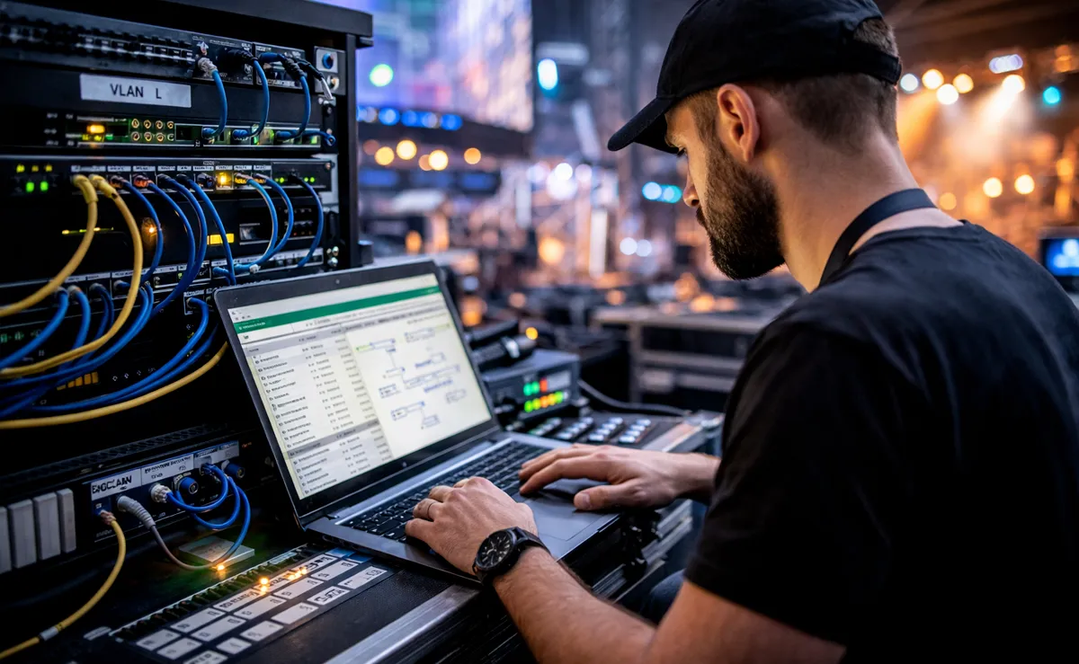 Techniker bei der Netzwerküberprüfung © KI generiert, Engelmann Promotion