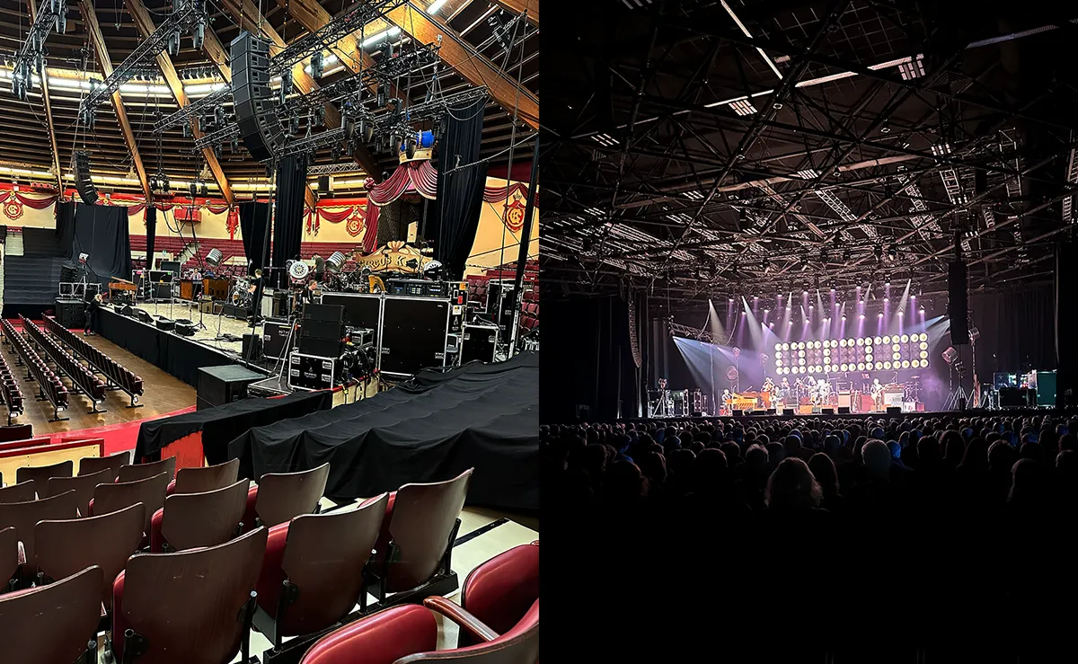 Links: ungewöhnliche Location – Circus Krone / Rechts: Auf Tour mit The Analogues © Geisterfamilie