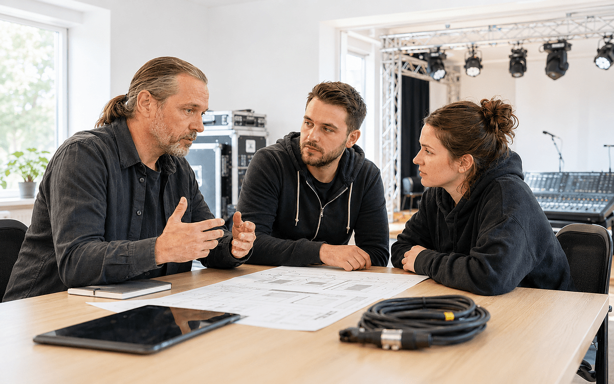 Weiterbildung für Veranstaltungstechniker verbindet Fachwissen und praktische Arbeit