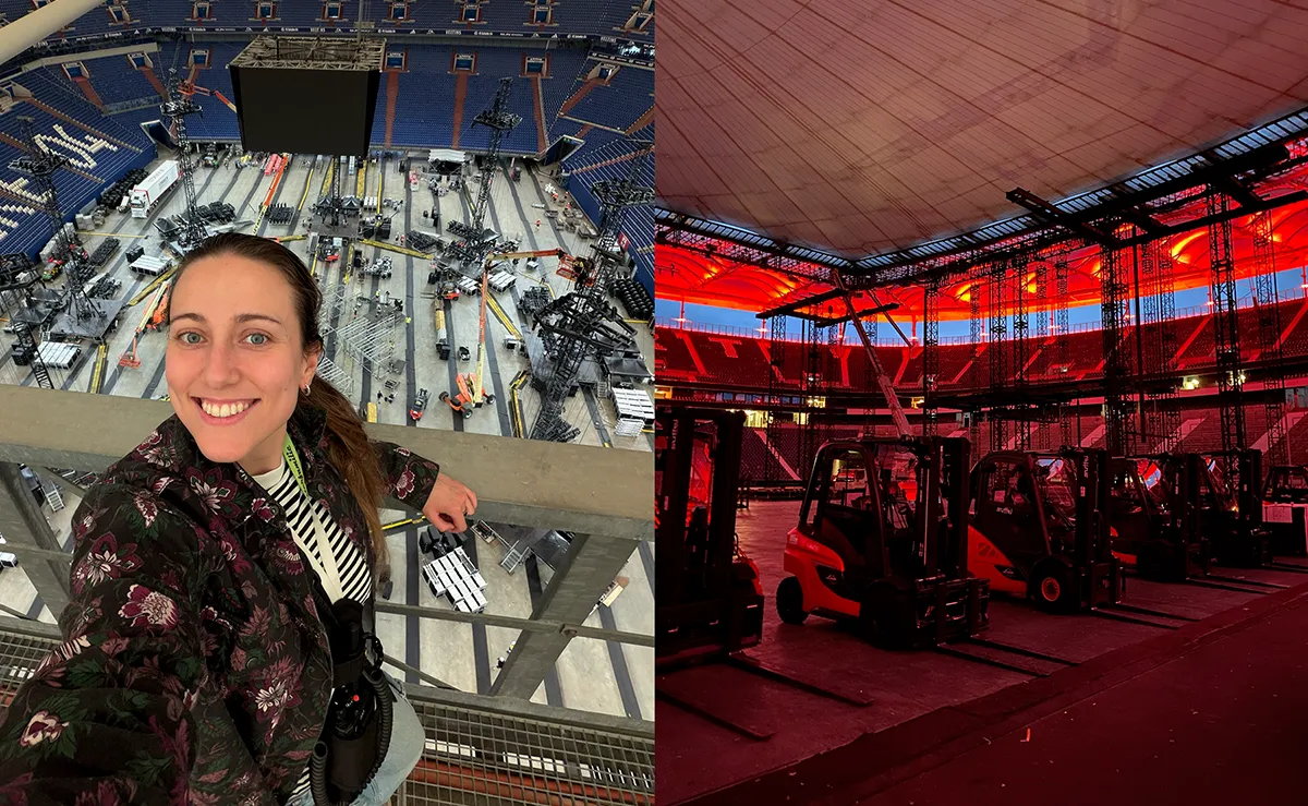 Links: Auf Tour – große Stadionproduktion / Rechts: „Baustellenromantik“ © Geisterfamilie