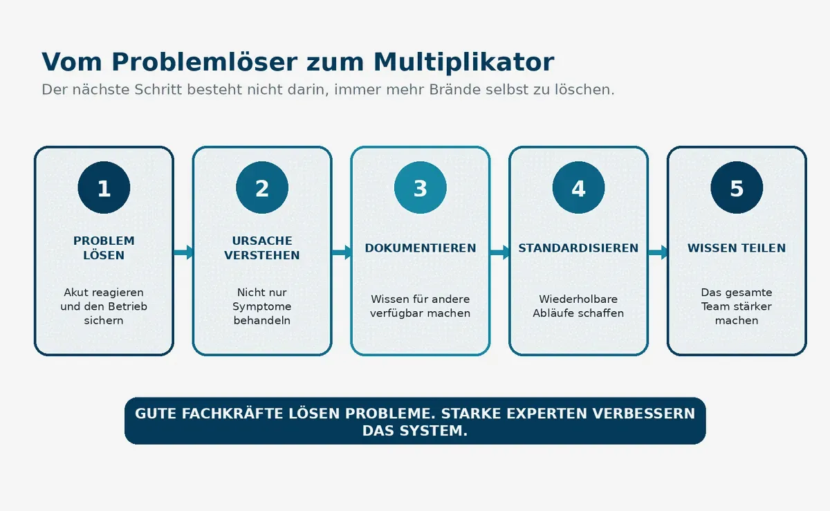 Der Entwicklungsschritt vom Problemlöser zum Multiplikator. © StageAID