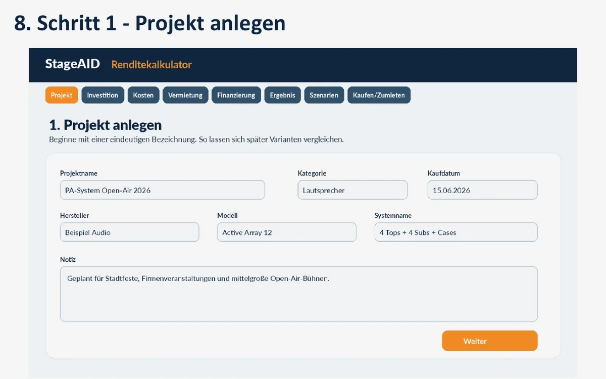 Ein klar benanntes Projekt bleibt auch bei mehreren Varianten und späteren Nachkalkulationen nachvollziehbar. © Engelmann Promotion