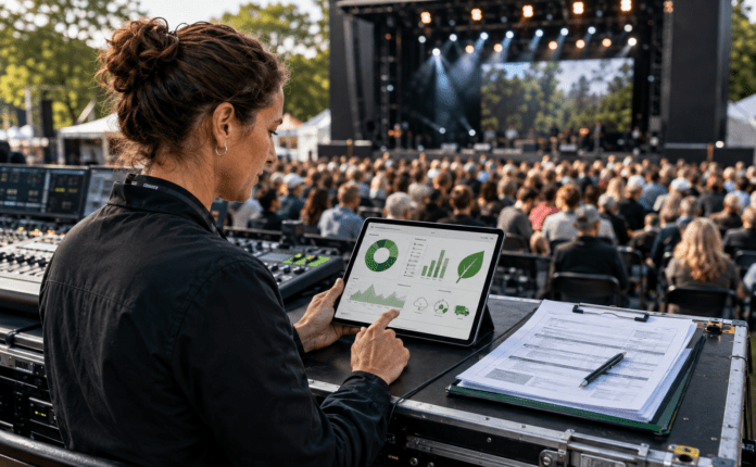 Veranstalter prüft CO₂-Bilanz und Nachhaltigkeitsdaten einer Veranstaltung
